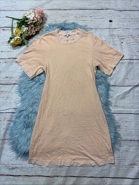 Cotton Citizen Tokyo Pale Peach Crewneck Short Sleeve Mini T-Shirt Dress